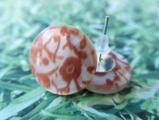 Preview: Blumen Ohrstecker Perlmutt Scheiben